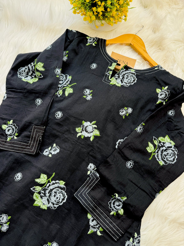 ✨ Pure Cotton Embroidered Kurti Set ✨