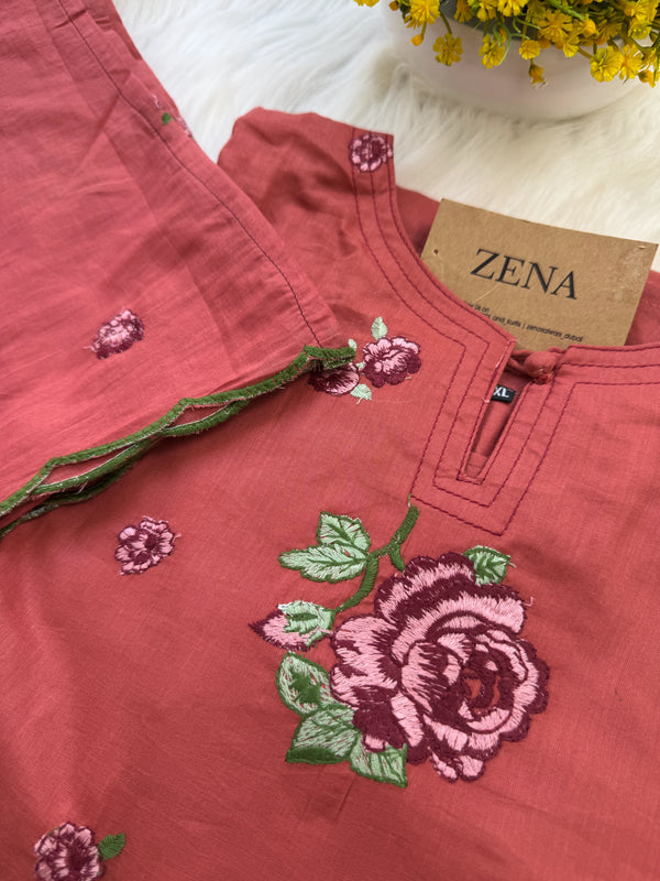 ✨ Pure Cotton Embroidered Kurti Set ✨