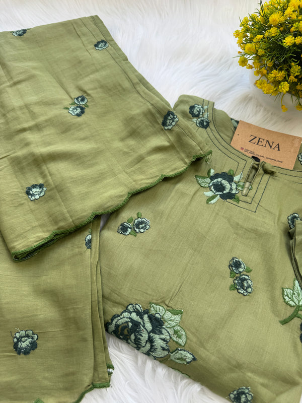 ✨ Pure Cotton Embroidered Kurti Set ✨