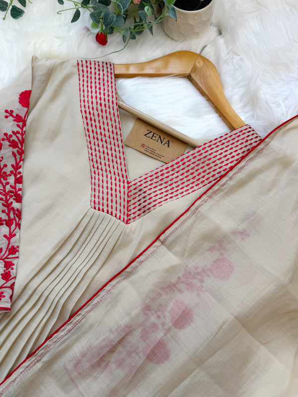 Glass Chanderi Embroidered Anarkali Set