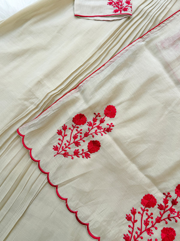 Glass Chanderi Embroidered Anarkali Set