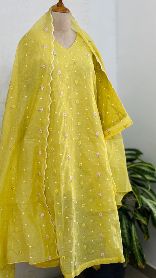 ✨ Pure Mul Chanderi Embroidered Kurti Set ✨