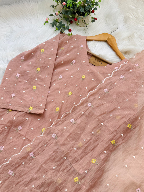 ✨ Pure Mul Chanderi Embroidered Kurti Set ✨