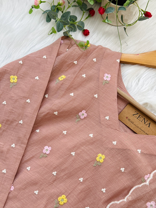 ✨ Pure Mul Chanderi Embroidered Kurti Set ✨