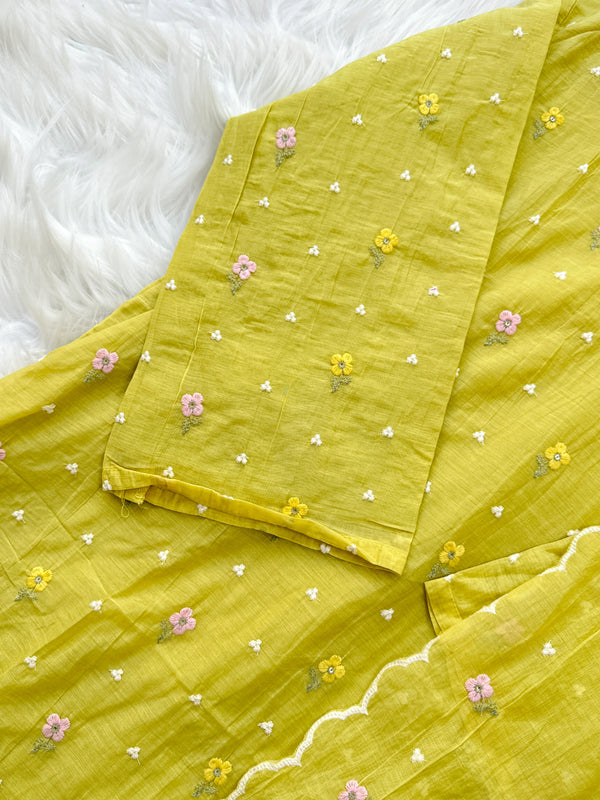 ✨ Pure Mul Chanderi Embroidered Kurti Set ✨