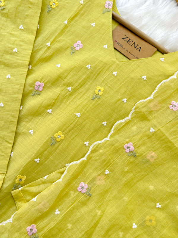 ✨ Pure Mul Chanderi Embroidered Kurti Set ✨