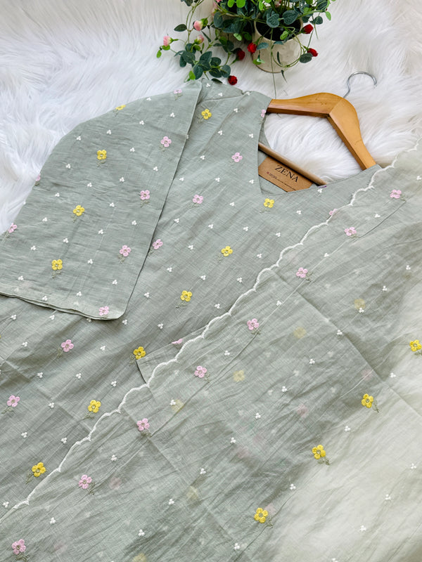 ✨ Pure Mul Chanderi Embroidered Kurti Set ✨