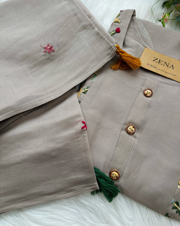 ✨ Glass Chanderi Embroidered Kurti Set ✨