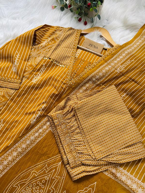 ✨ Pure Cotton Hand Detailed Kurti Set ✨