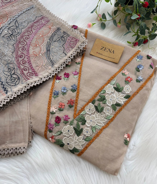 ✨ Premium Hand Embroidered Unstitched Suit ✨