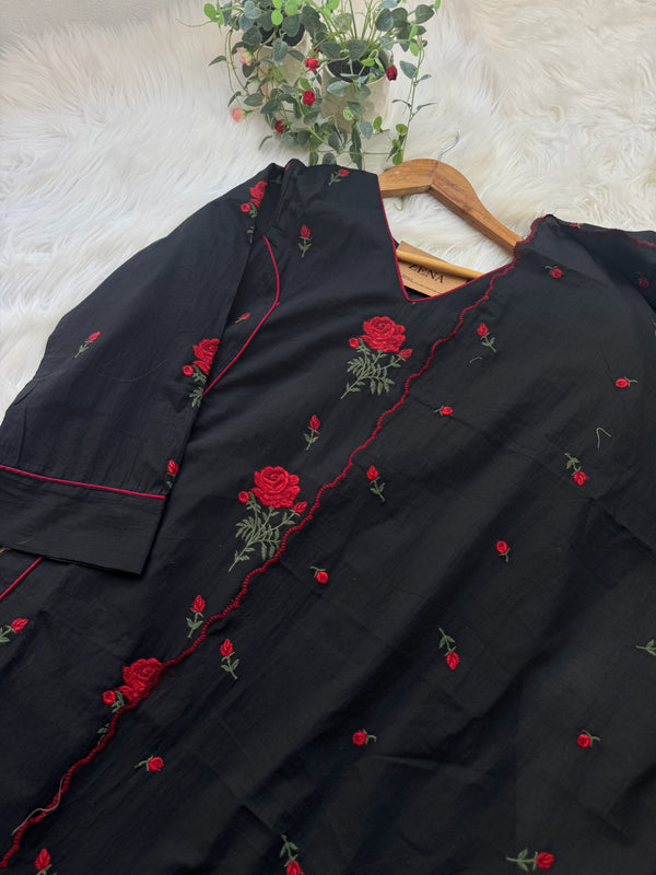✨ Pure Cotton Embroidered Anarkali Set ✨