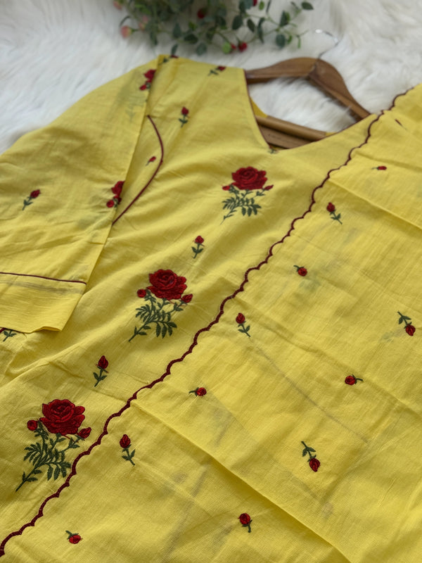 ✨ Pure Cotton Embroidered Anarkali Set ✨