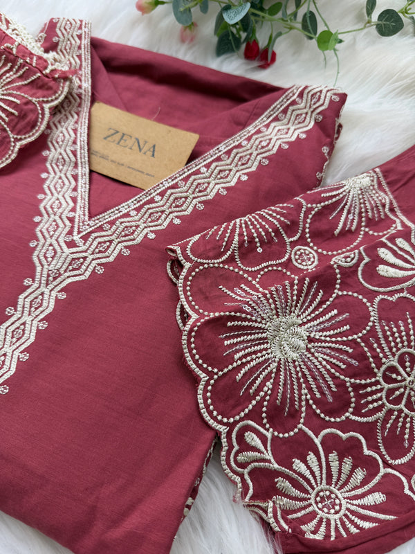 ✨ Pure Cotton Embroidered Kurti Set ✨