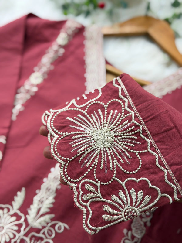 ✨ Pure Cotton Embroidered Kurti Set ✨