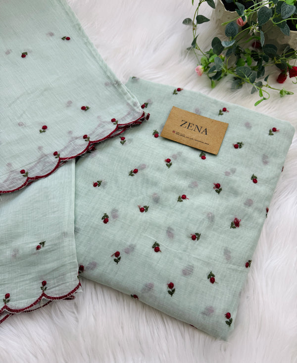 Mul Chanderi Embroidered Unstitched Suit – Redefining Ethnic Elegance