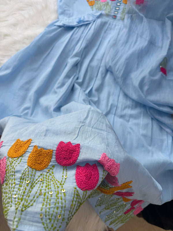 ✨ Premium Mul Chanderi Mirror Work Anarkali Set ✨