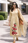 ✨ Pure Cotton Hand Detailed Anarkali Set – Appliqué Work ✨