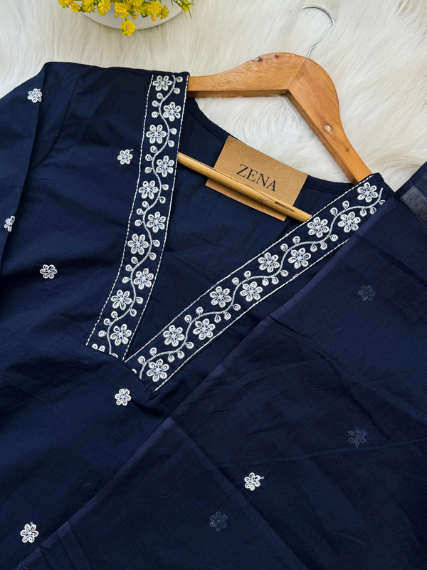 ✨ Pure Cotton Hand Detailed Kurti Set ✨