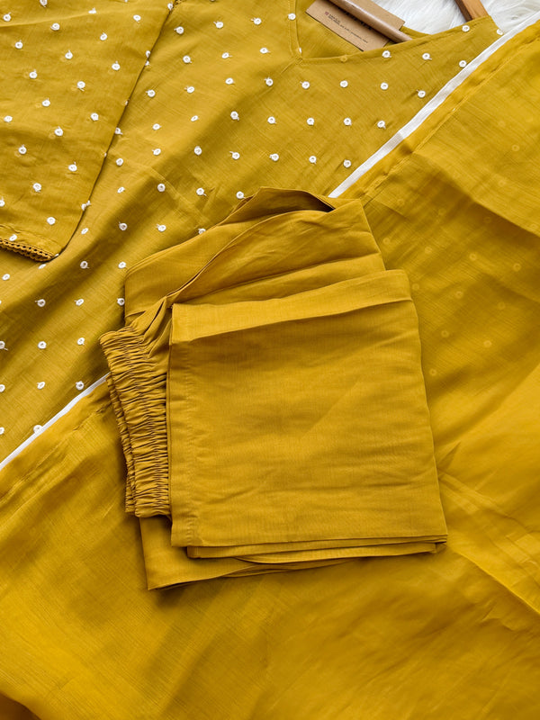 ✨ Mul Chanderi Thread Work A-Line Kurti Set ✨