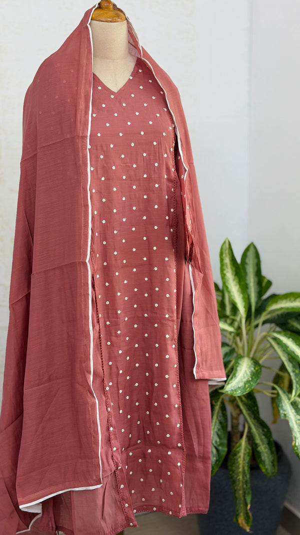 ✨ Mul Chanderi Thread Work A-Line Kurti Set ✨