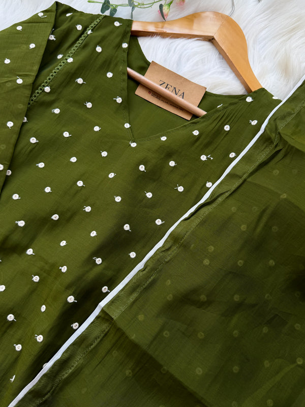 ✨ Mul Chanderi Thread Work A-Line Kurti Set ✨