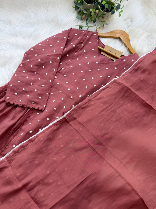 ✨ Mul Chanderi Thread Work A-Line Kurti Set ✨