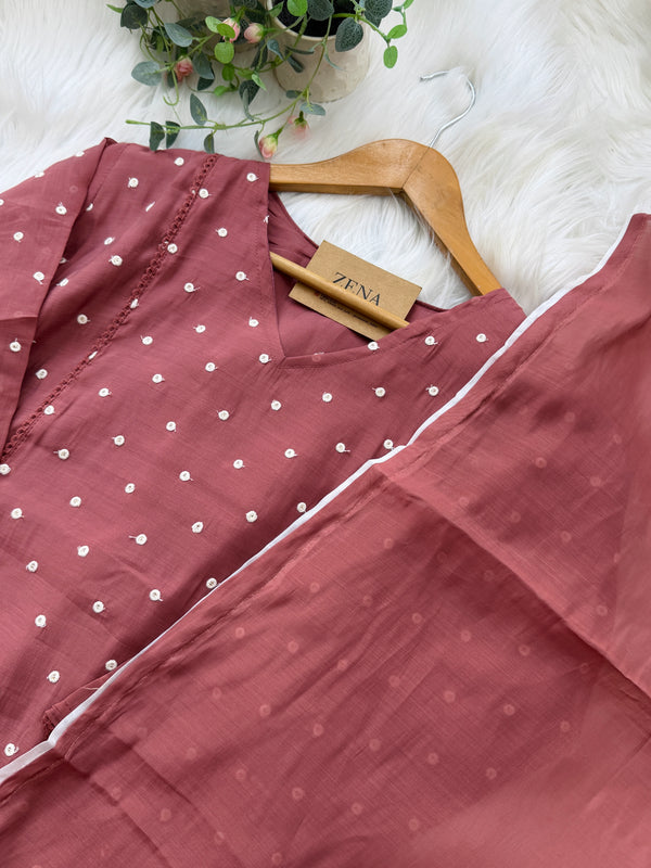 ✨ Mul Chanderi Thread Work A-Line Kurti Set ✨