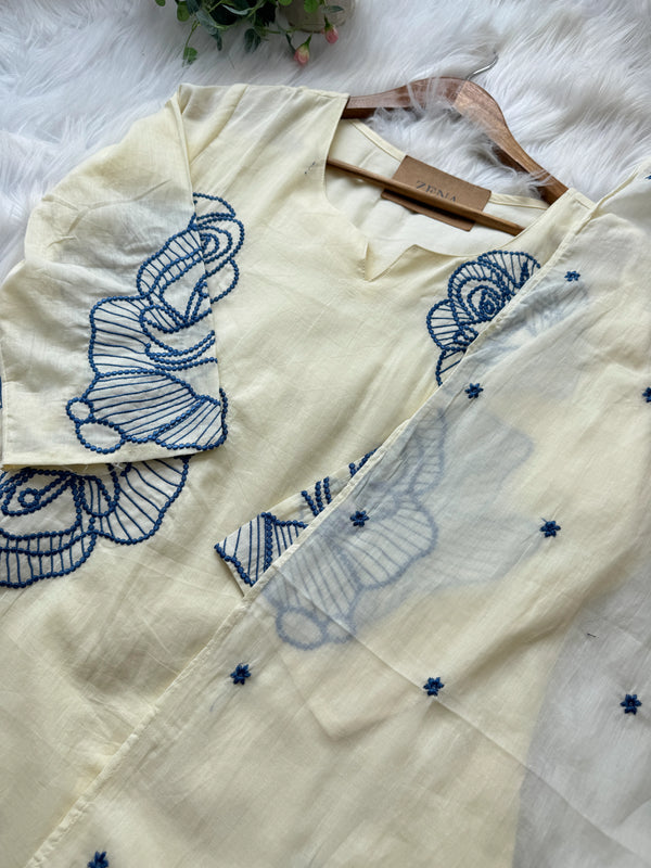 ✨ Pure Cotton Embroidered Kurti Set ✨