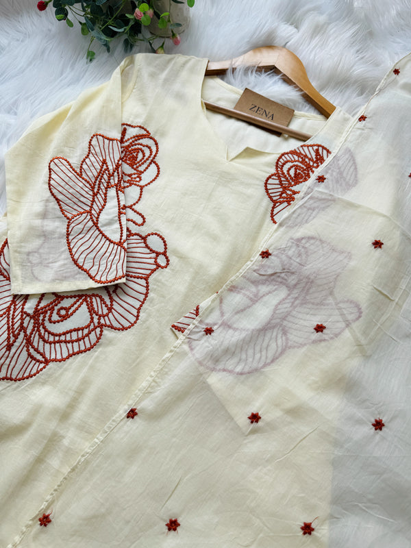 ✨ Pure Cotton Embroidered Kurti Set ✨