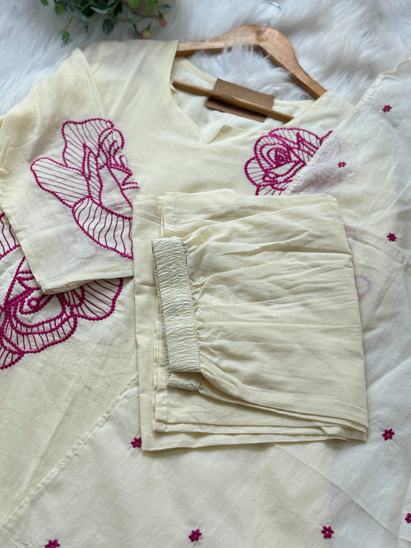 ✨ Pure Cotton Embroidered Kurti Set ✨