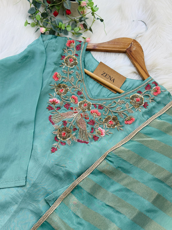 ✨ Tissue Silk Hand Work Kurti Set ✨