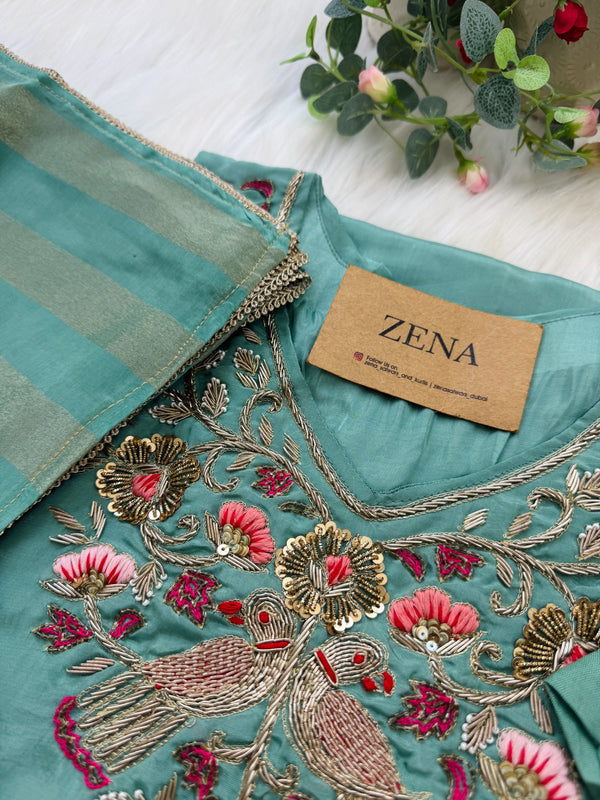 ✨ Tissue Silk Hand Work Kurti Set ✨