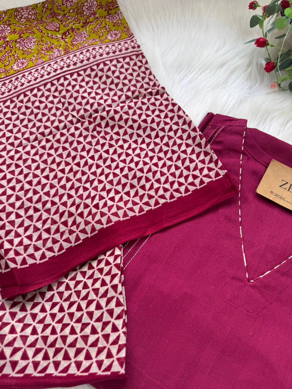 ✨ Pure Cotton A-Line Kurti Set ✨