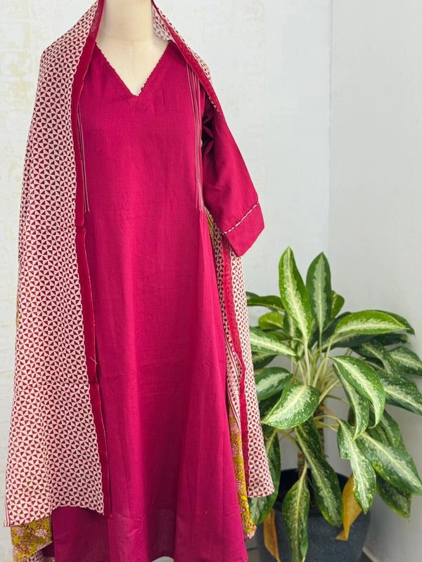 ✨ Pure Cotton A-Line Kurti Set ✨