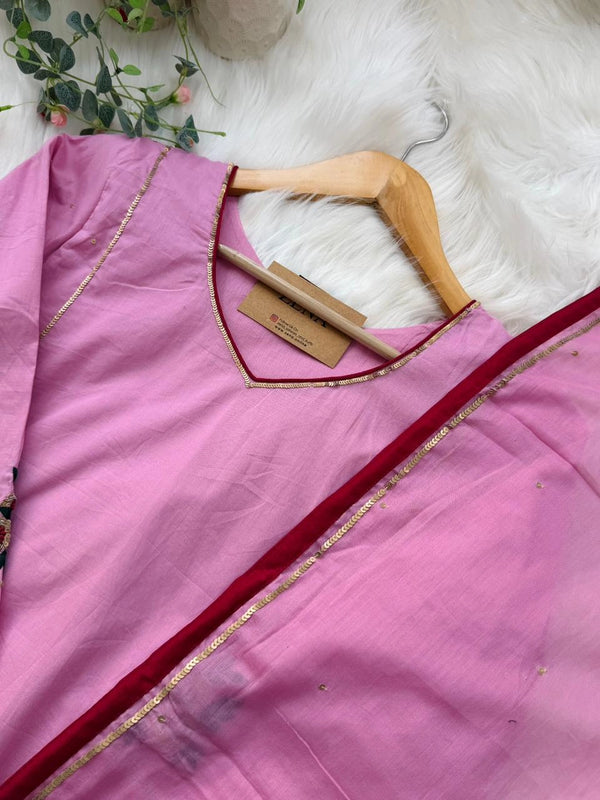 ✨ Premium Mul Chanderi Hand Detailed A-Line Kurti Set ✨