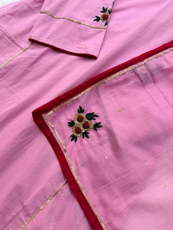 ✨ Premium Mul Chanderi Hand Detailed A-Line Kurti Set ✨