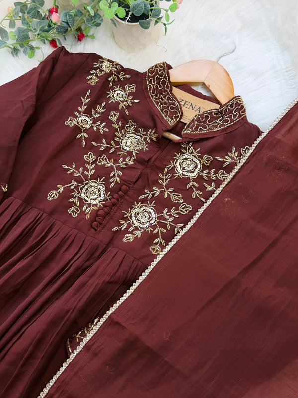 ✨ Glass Chanderi Handwork Anarkali Set ✨