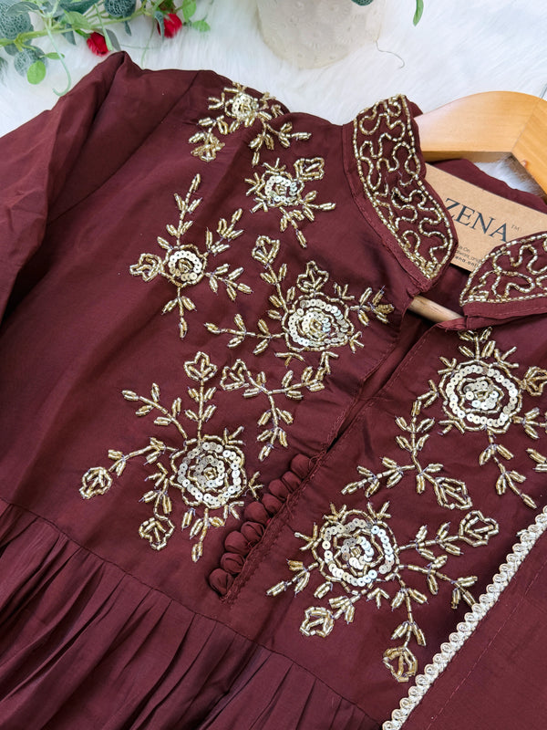 ✨ Glass Chanderi Handwork Anarkali Set ✨