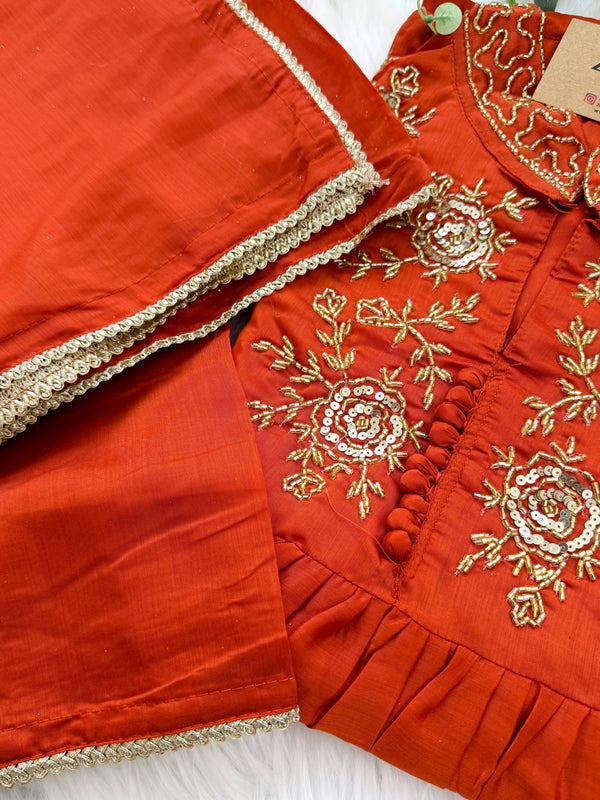 ✨ Glass Chanderi Handwork Anarkali Set ✨