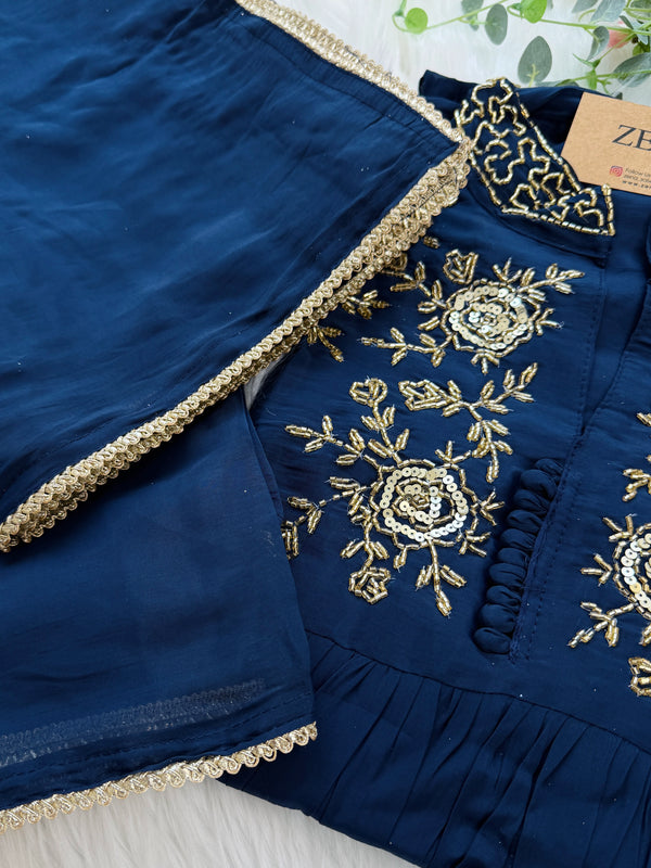 ✨ Glass Chanderi Handwork Anarkali Set ✨