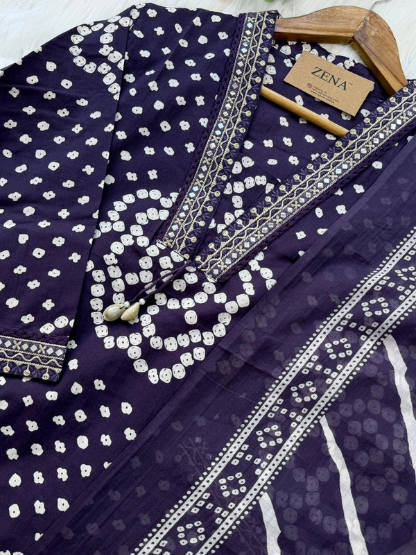 ✨ Pure Cotton Mirror Work Kurti Set with Handwork Details ✨