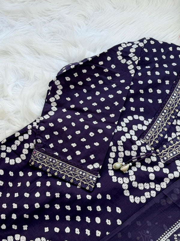 ✨ Pure Cotton Mirror Work Kurti Set with Handwork Details ✨