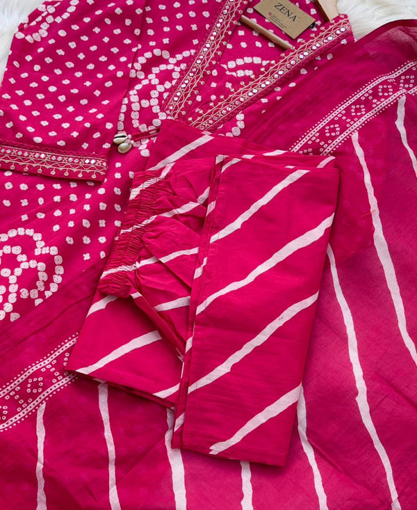 ✨ Pure Cotton Mirror Work Kurti Set with Handwork Details ✨