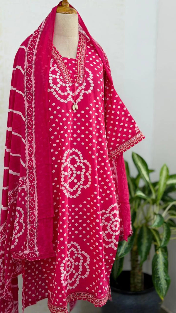 ✨ Pure Cotton Mirror Work Kurti Set with Handwork Details ✨