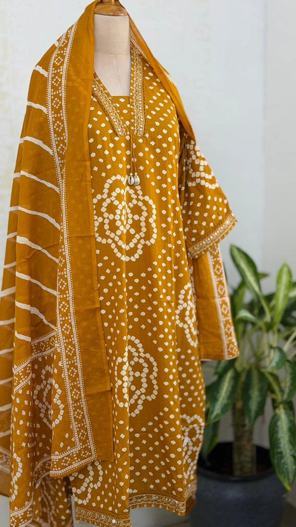 ✨ Pure Cotton Mirror Work Kurti Set with Handwork Details ✨