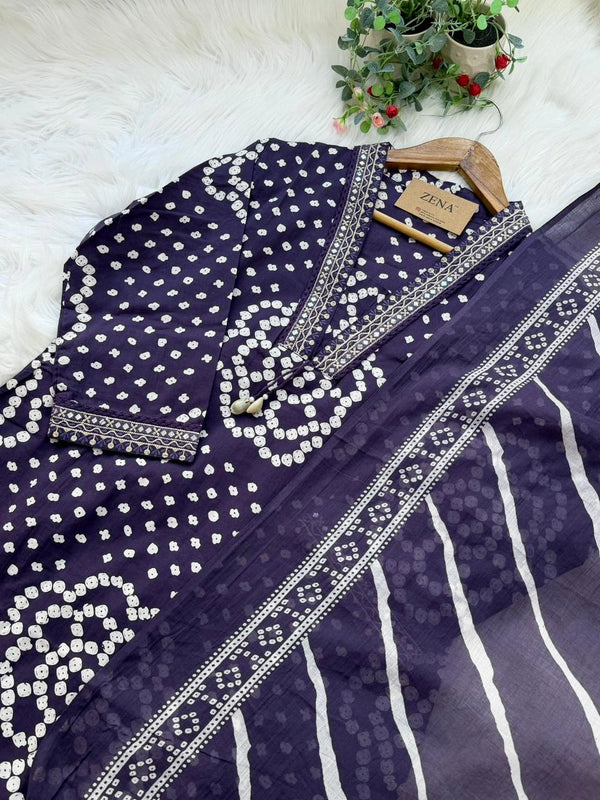 ✨ Pure Cotton Mirror Work Kurti Set with Handwork Details ✨