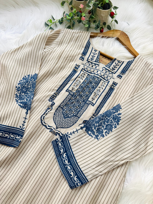 ✨ Pure Muslin Hand Detailed Kurti Set ✨