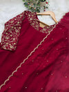 ✨ Glass Chanderi Embroidered Party Wear Kurti Set ✨