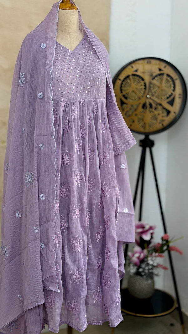 ✨ Chinnon Hand Detailed Embroidered Anarkali Set ✨