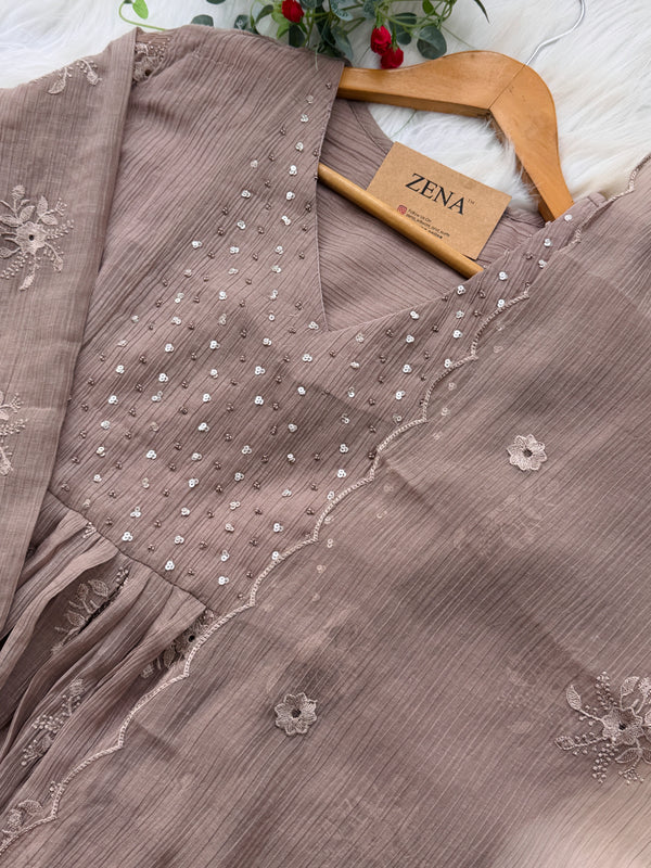 ✨ Chinnon Hand Detailed Embroidered Anarkali Set ✨